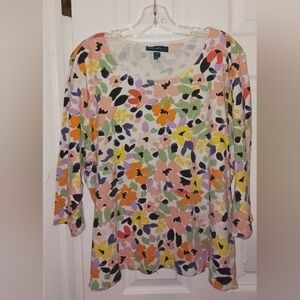 Karen Scott Multicolor Floral Long Sleeve Top